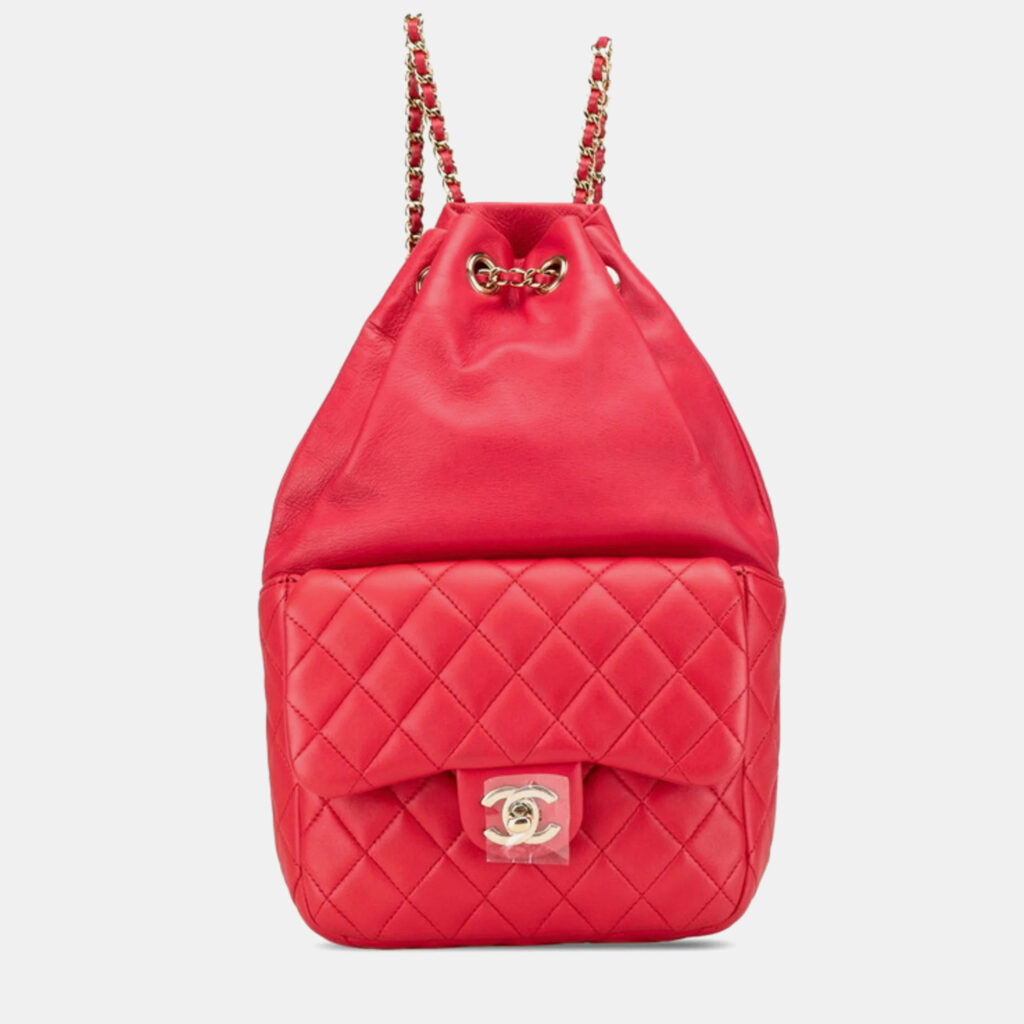 Chanel Red Lambskin Coco Mark Matelasse Backpack Chanel Red Lambskin Coco Mark Matelasse Backpack