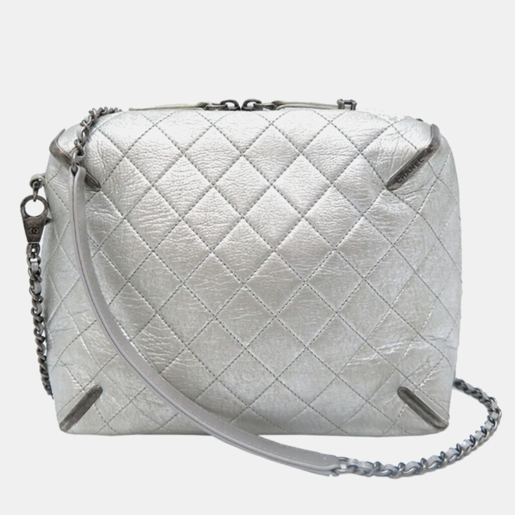 Chanel Leather Silver Gabrielle Chain Shoulder Bag Chanel Leather Silver Gabrielle Chain Shoulder Bag