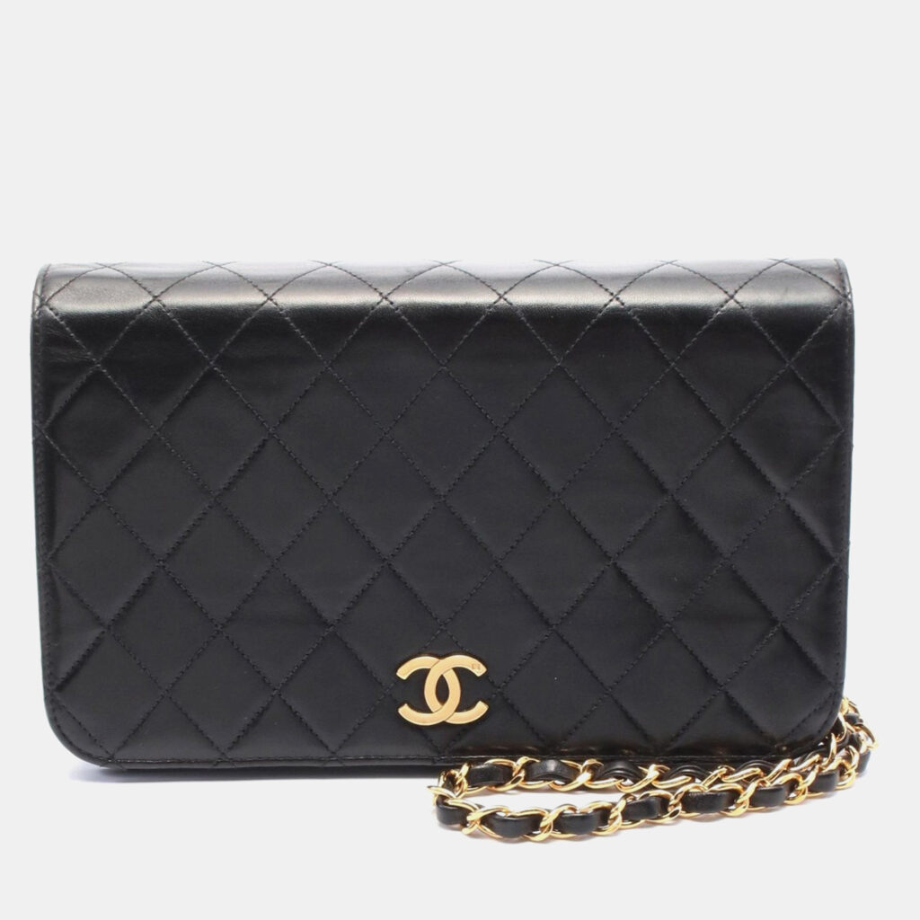 Chanel Black Lambskin Full Flap Chain Shoulder Bag