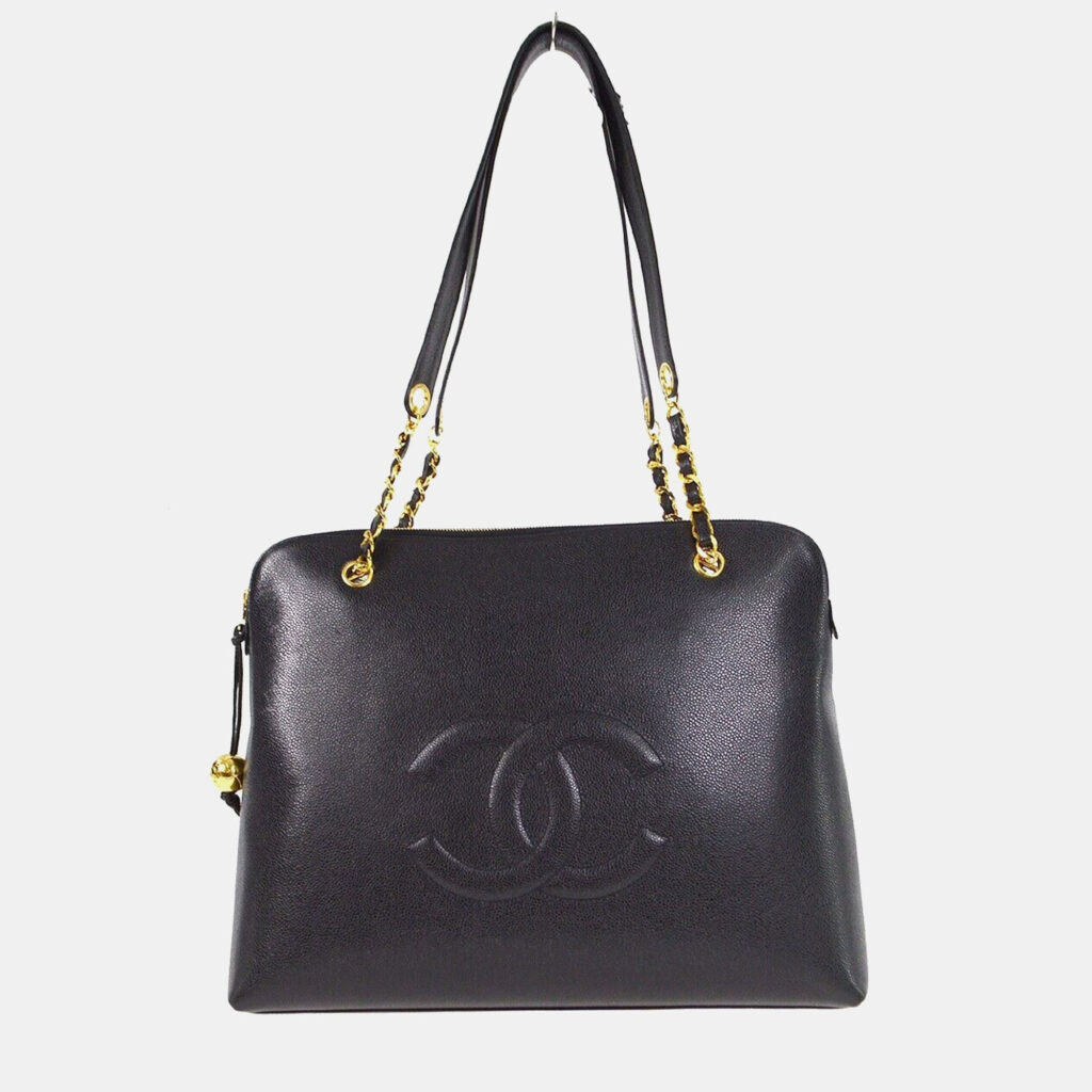 luxury-women-chanel-used-handbags-p1168786-010-3.jpeg Chanel CC Timeless Black Calfskin Chain Shoulder Bag