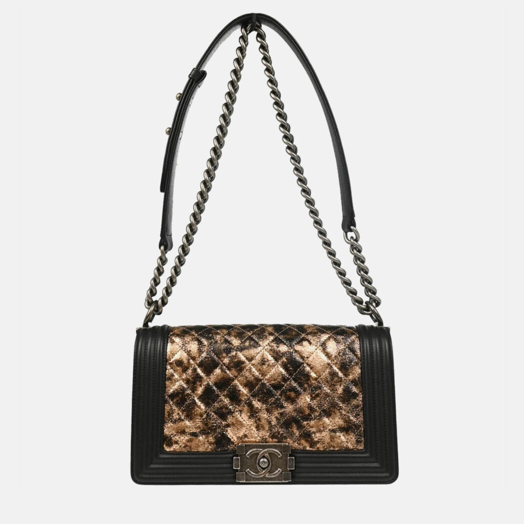 luxury-women-chanel-used-handbags-p1168798-011-1.jpeg Chanel Boy Medium Black Bronze Lambskin Shoulder Bag