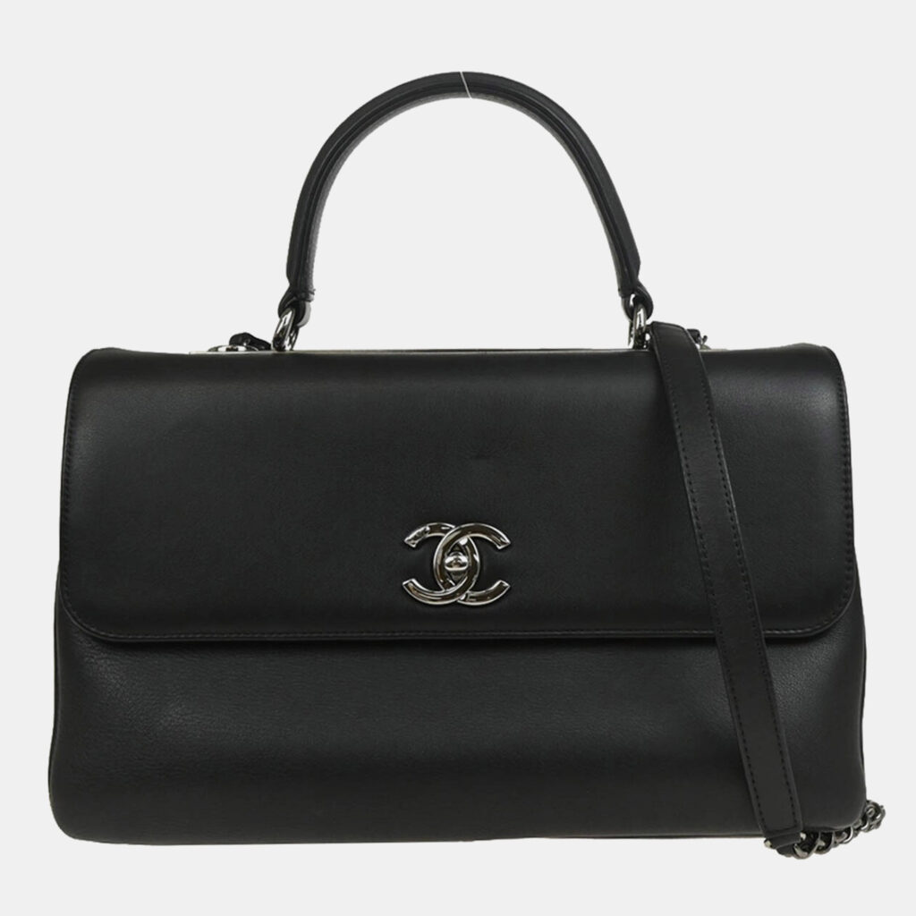 Chanel Trendy CC Dual Black Calfskin Top Handle Handbag