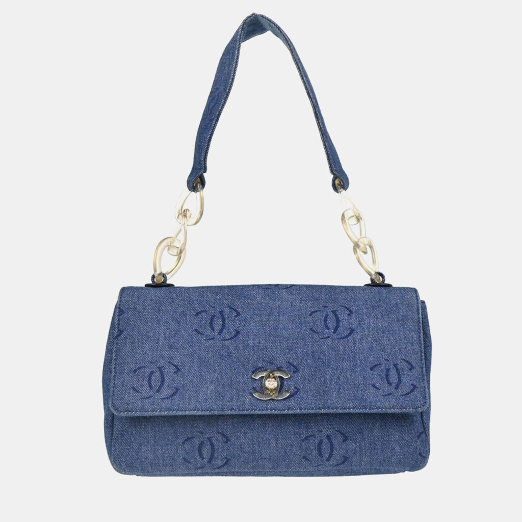 Chanel CC Blue Denim Shoulder Bag Chanel CC Blue Denim Shoulder Bag