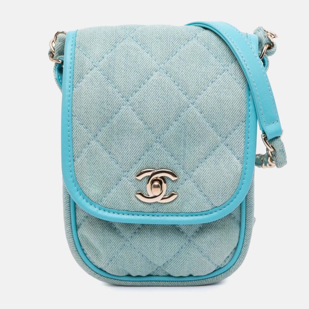 Chanel Blue Mini CC Quilted Denim Crossbody Chanel Blue Mini CC Quilted Denim Crossbody