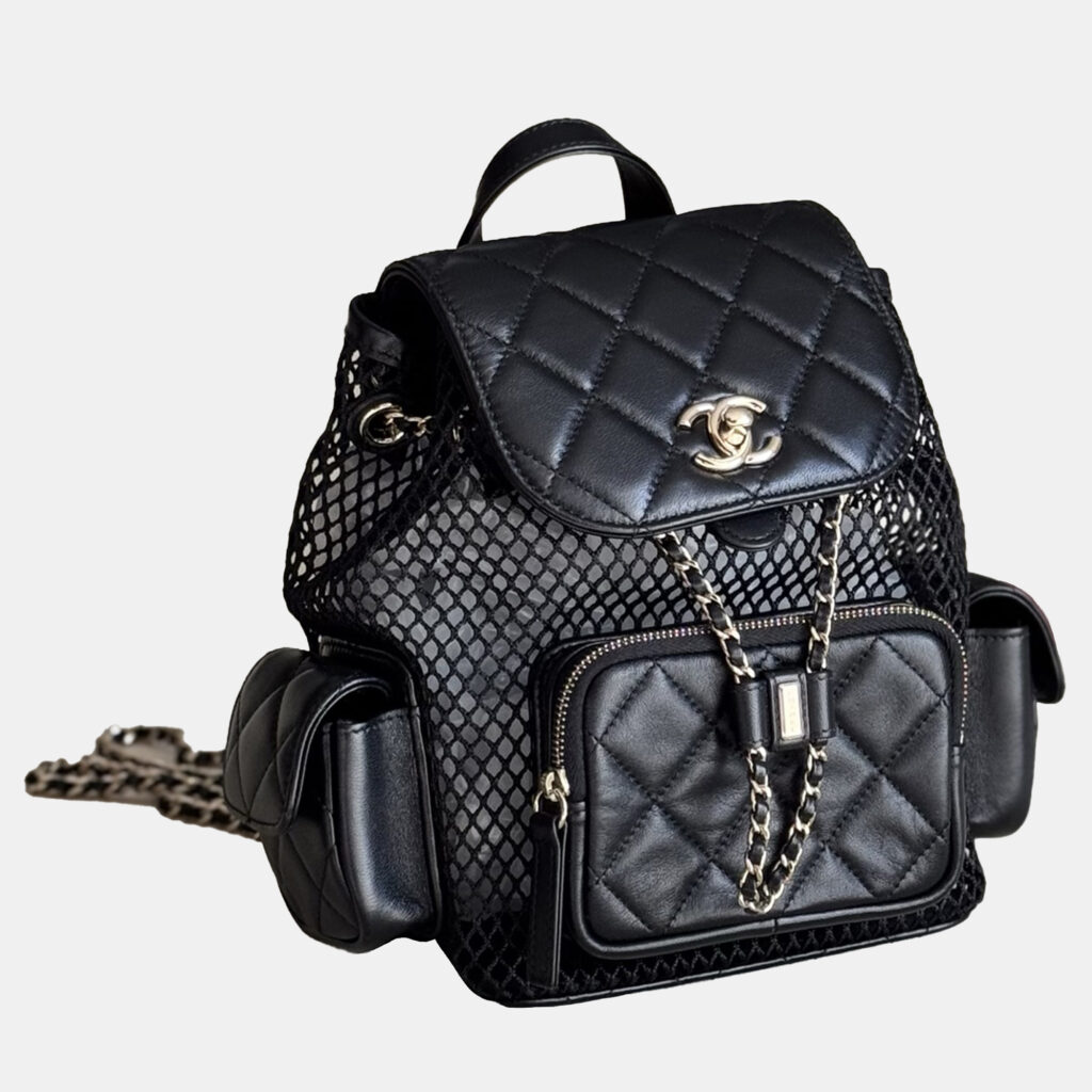 Chanel Duma Small Black Gold Lambskin Backpack Chanel Duma Small Black Gold Lambskin Backpack