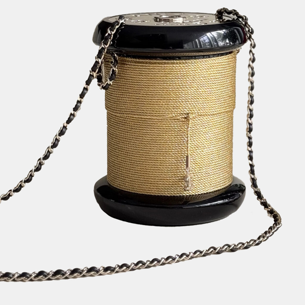 Chanel Plexiglass Bobbin Minaudiere Black and Gold Spool Clutch Bag Chanel Plexiglass Bobbin Minaudiere Black and Gold Spool Clutch Bag
