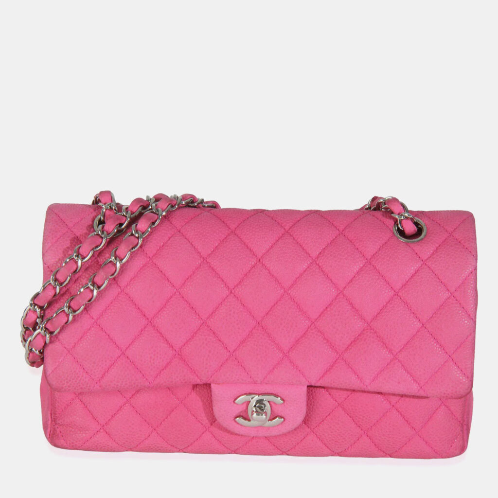 Chanel Pink Quilted Matte Caviar Medium Classic Double Flap Bag