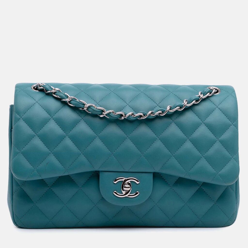 Chanel Blue Jumbo Classic Lambskin Double Flap Chanel Blue Jumbo Classic Lambskin Double Flap