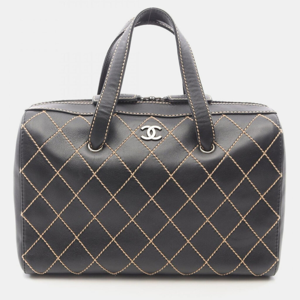 Chanel Wild Stitch Black Leather Shoulder Bag