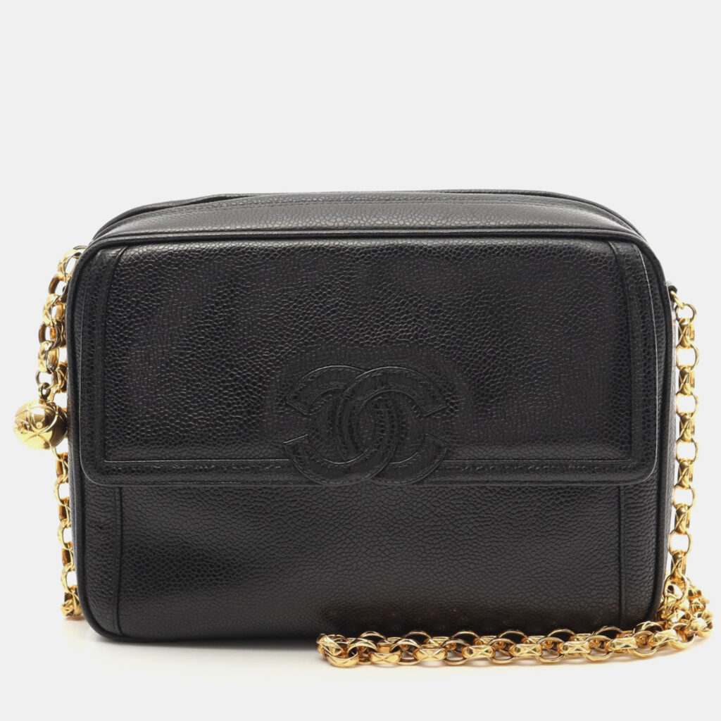 Chanel Bijoux CC Vintage Black Leather Camera Bag
