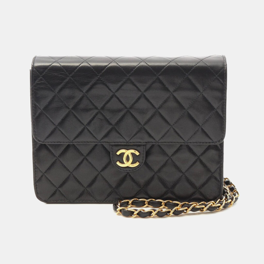 Chanel Single Flap Black Leather CC Shoulder Bag