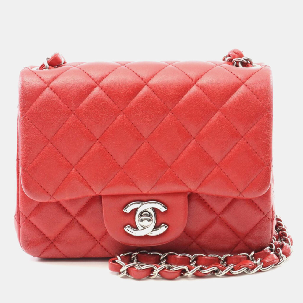 Chanel Mini Red Lambskin Chain Shoulder Bag Chanel Mini Red Lambskin Chain Shoulder Bag