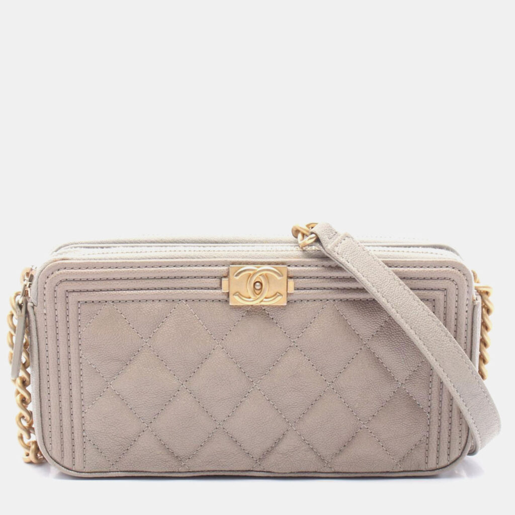 Chanel Boy Chanel Shoulder Bag Leather Grained Calfskin Beige Ghw Cc Chanel Boy Chanel Shoulder Bag Leather Grained Calfskin Beige Ghw Cc