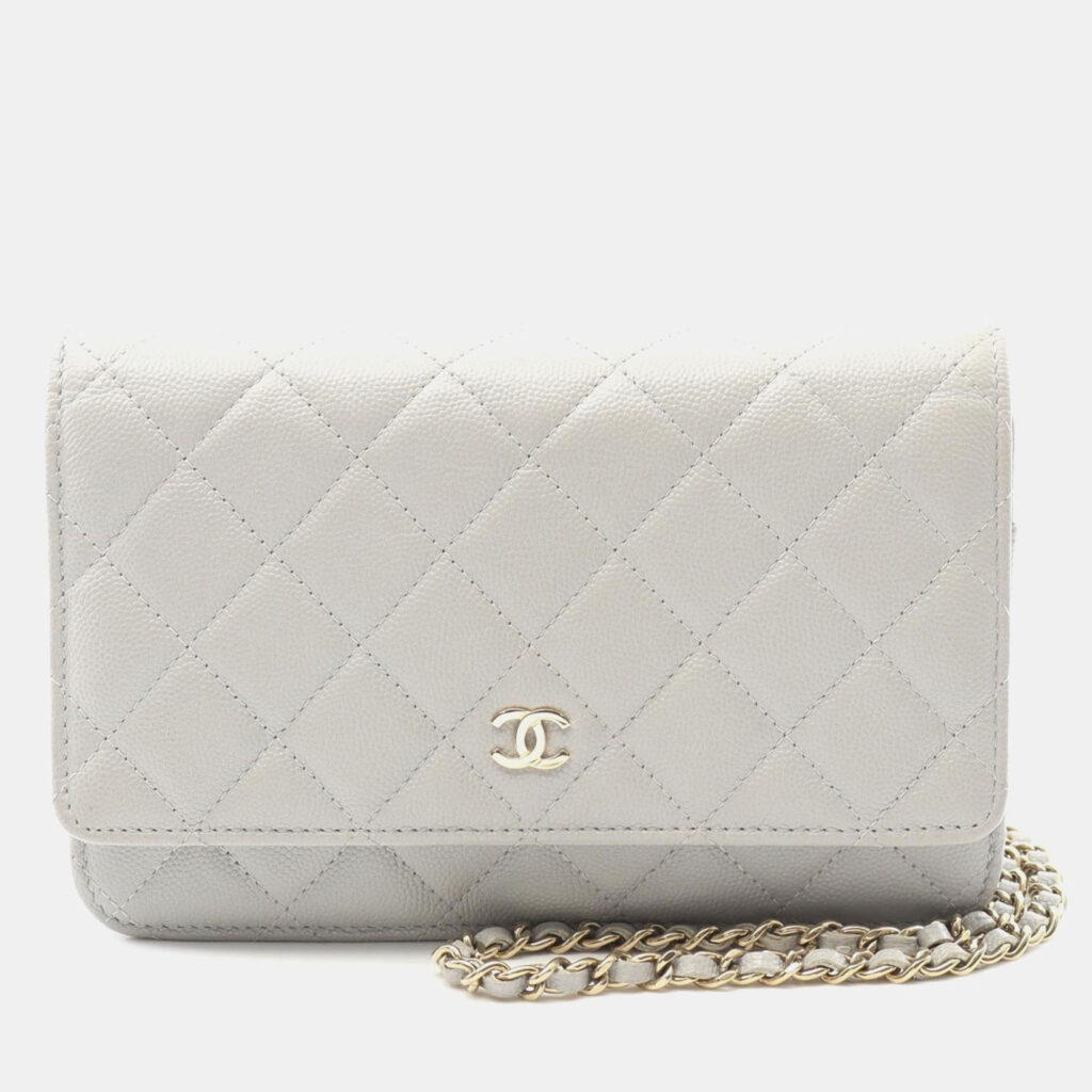 Chanel Classic Gray Leather Wallet on Chain Chanel Classic Gray Leather Wallet on Chain