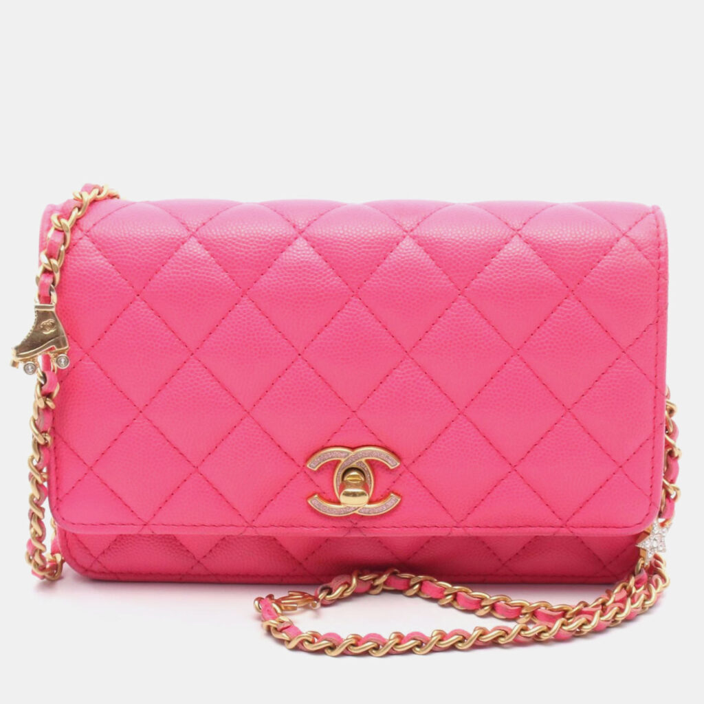 Chanel Classic Pink Leather Wallet on Chain