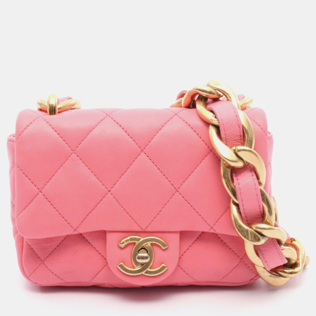 Chanel Mini Funky Town Mini Pink Leather Chain Shoulder Bag