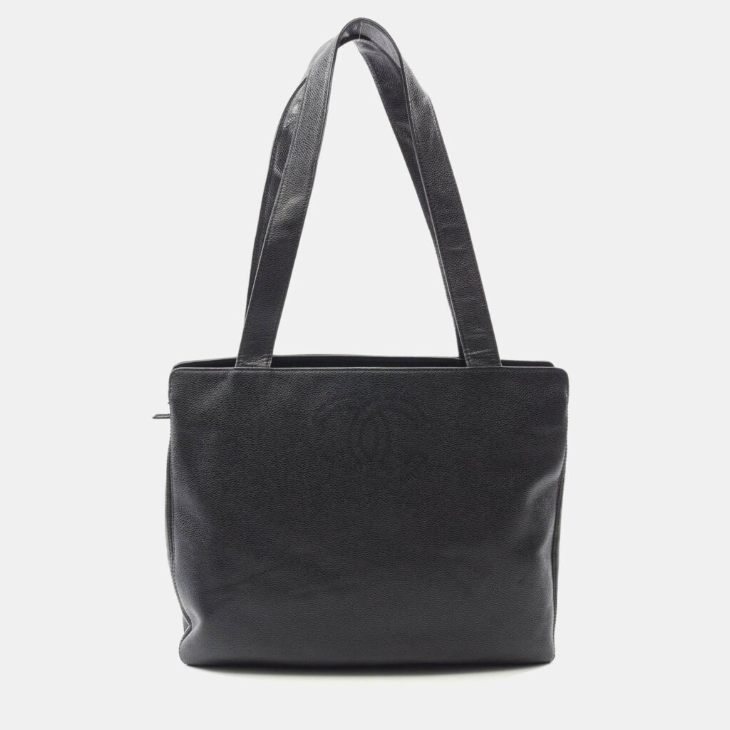 Chanel CC Black Calfskin Leather Tote Bag