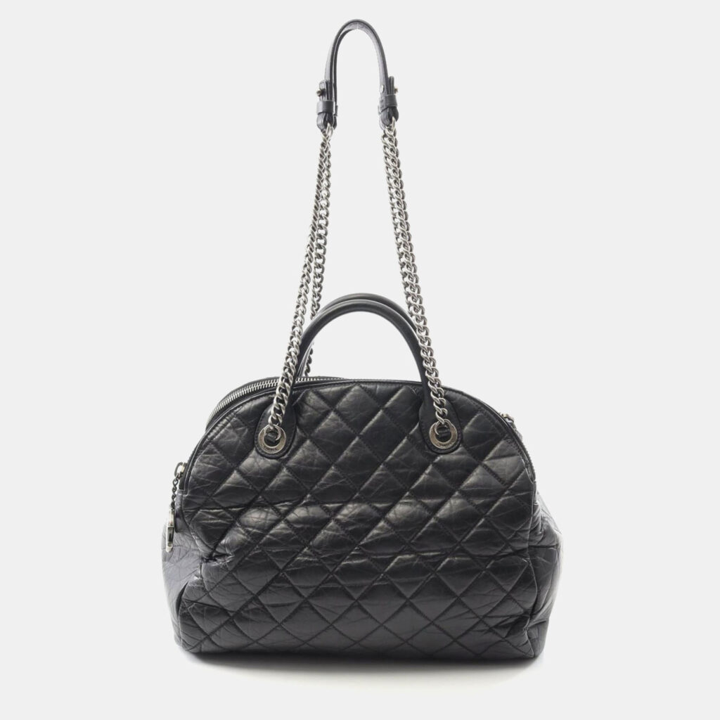 Chanel Classic Black Leather Bowling Bag