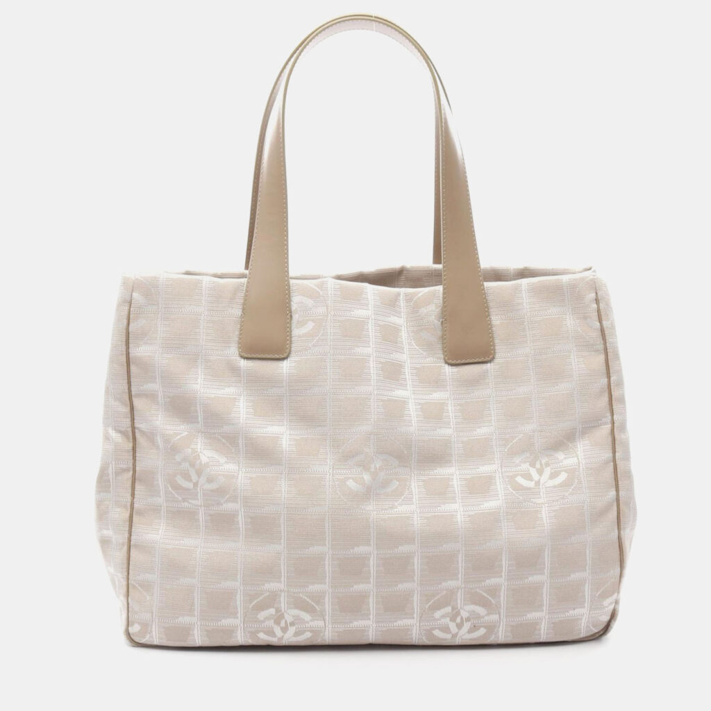 Chanel New Travel Line Mm Tote Handbag Leather Nylon Canvas Pink Ghw Chanel New Travel Line Mm Tote Handbag Leather Nylon Canvas Pink Ghw