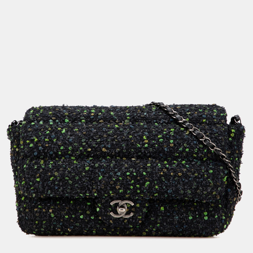 Chanel Black CC Tweed Flap Bag Chanel Black CC Tweed Flap Bag