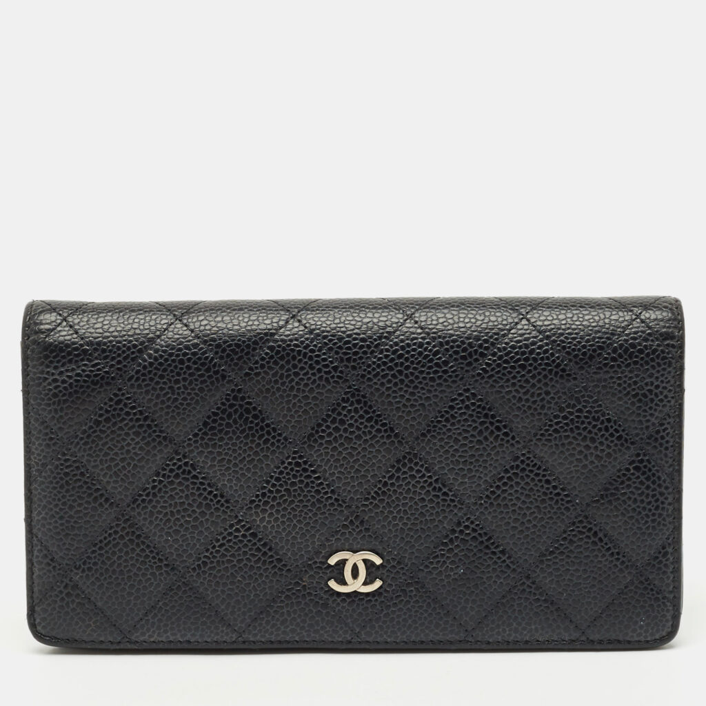 Chanel Black Quilted Caviar Leather L Yen Wallet Chanel Black Quilted Caviar Leather L Yen Wallet