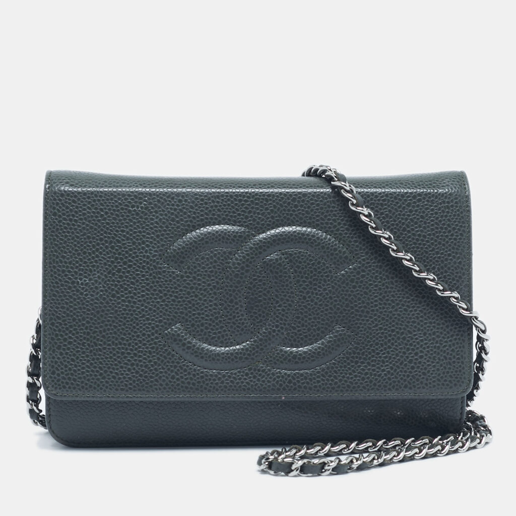 Chanel Grey Caviar Leather Timeless CC Wallet On Chain Chanel Grey Caviar Leather Timeless CC Wallet On Chain