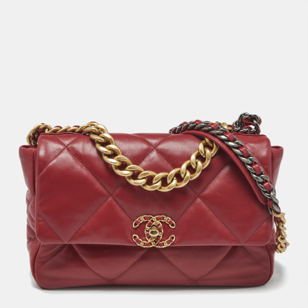 Chanel Red Quilted Leather Large 19 Flap Bag Chanel Red Quilted Leather Large 19 Flap Bag