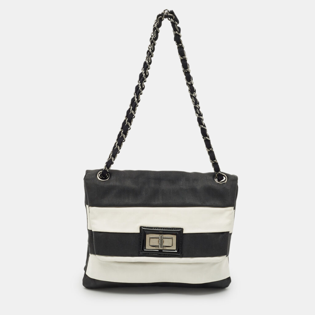 Chanel Black/White Nylon Reissue Flap Shoulder Bag