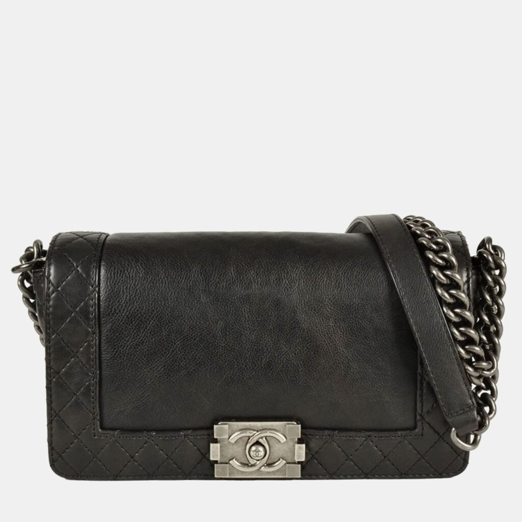 Chanel Boy Black Calfskin Shoulder Bag Chanel Boy Black Calfskin Shoulder Bag