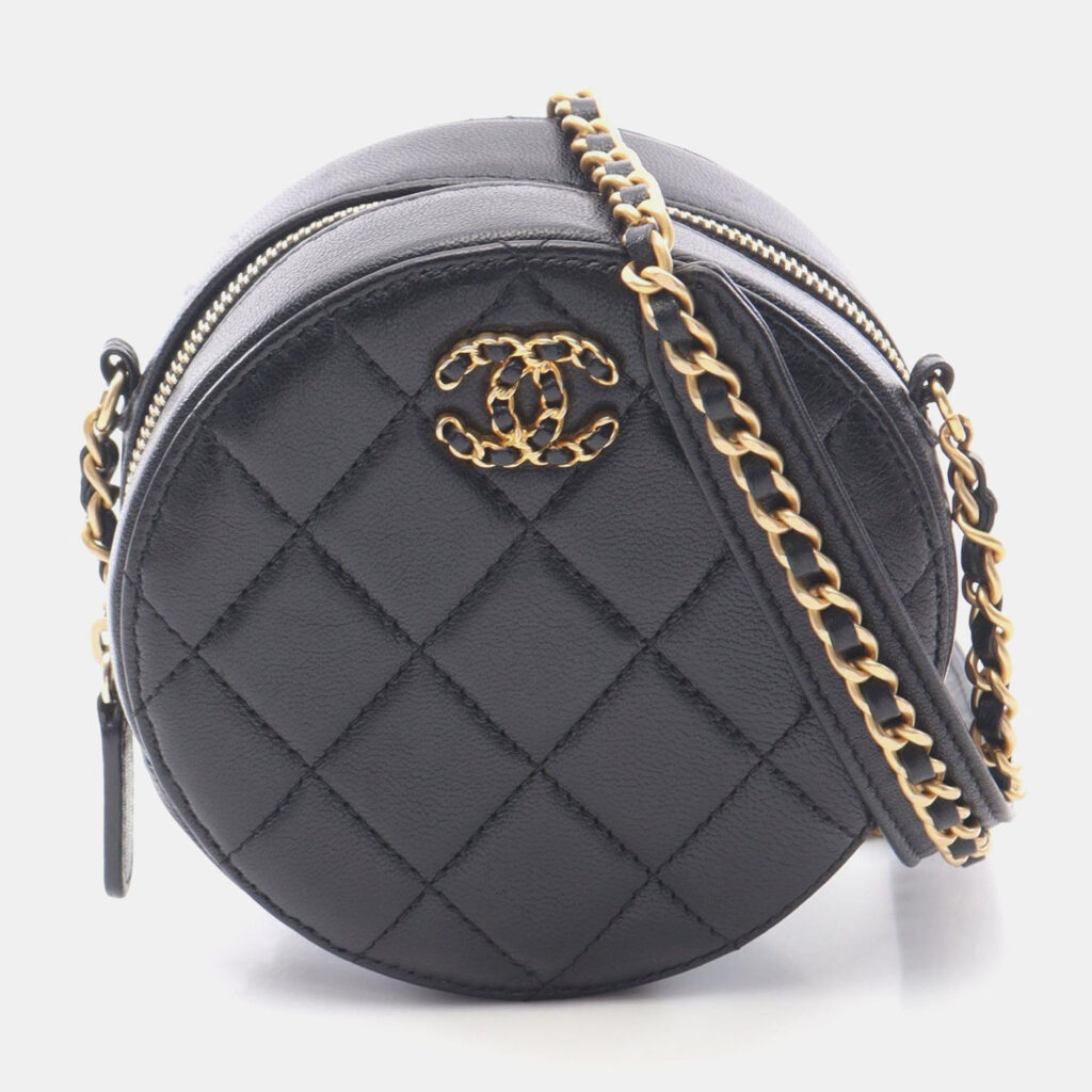 Chanel Round Mini Black Lambskin Shoulder Bag