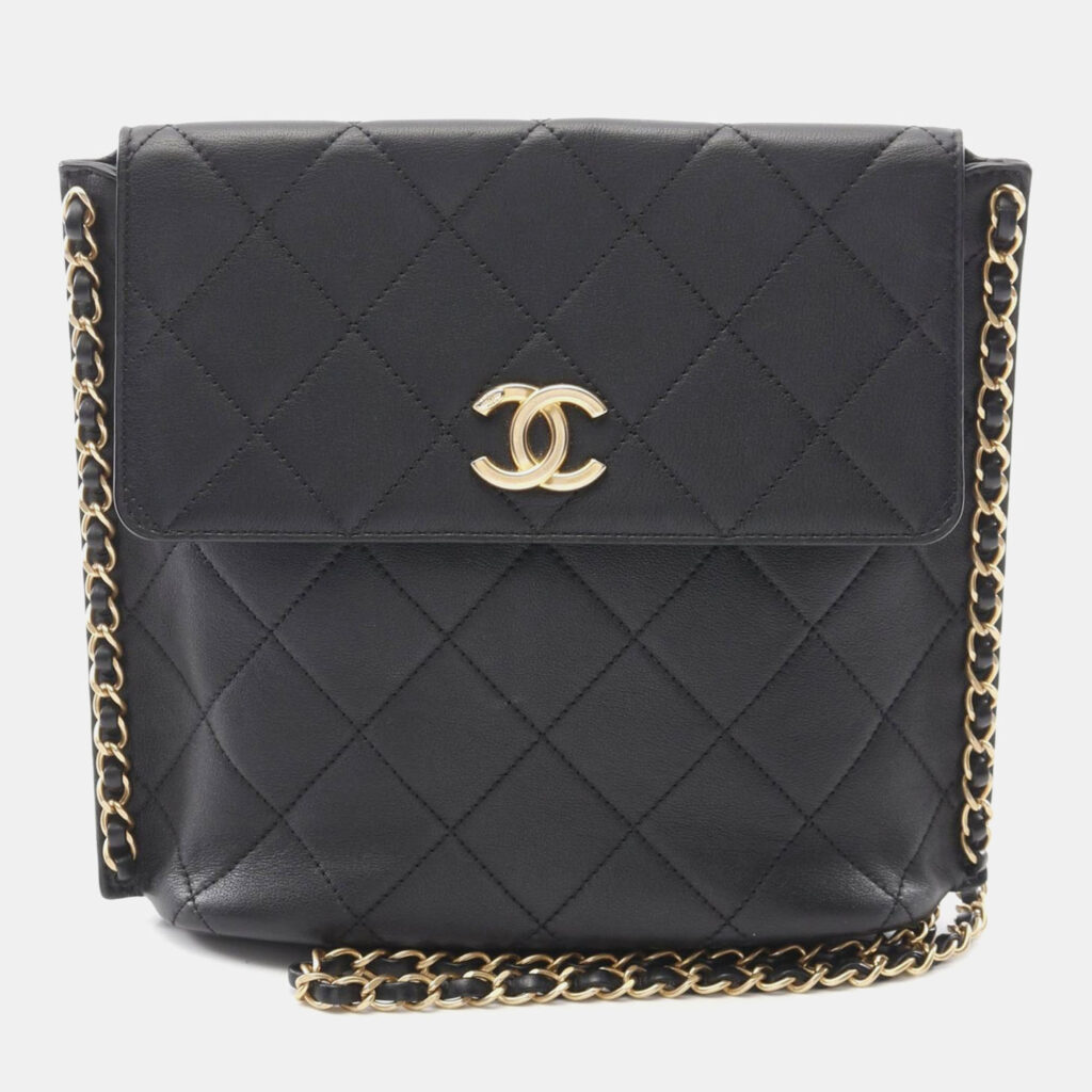 Chanel Matelasse Black Lambskin Chain Shoulder Bag Chanel Matelasse Black Lambskin Chain Shoulder Bag
