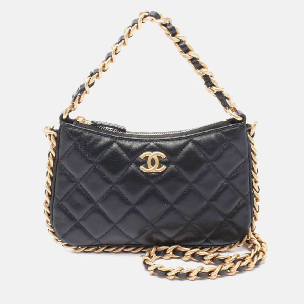 Chanel Chain Around Black Lambskin Chain Shoulder Bag