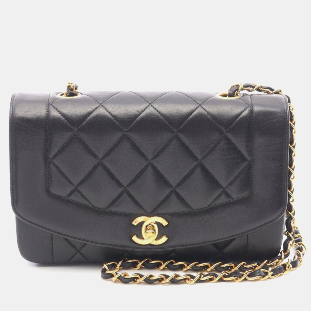 Chanel Matelasse Diana Flap Black Lambskin Chain Shoulder Bag Chanel Matelasse Diana Flap Black Lambskin Chain Shoulder Bag