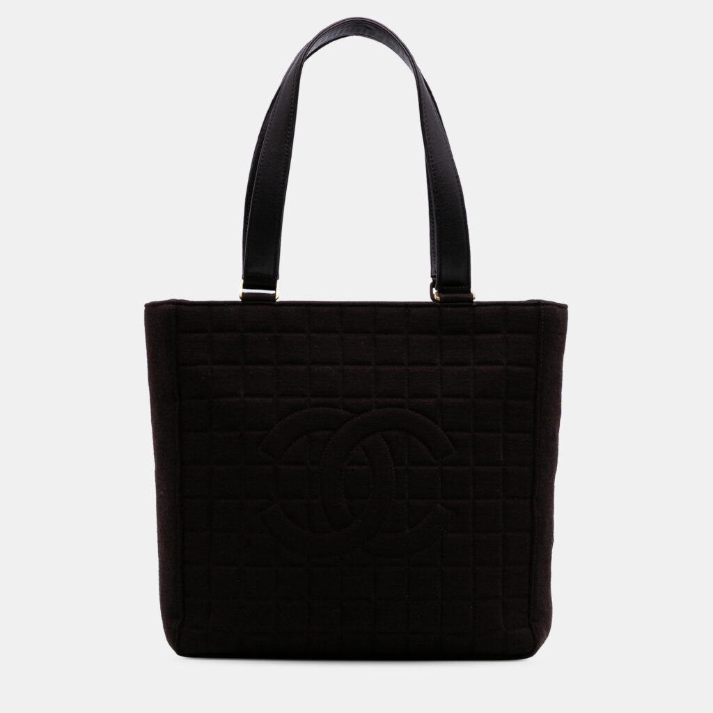 Chanel Black CC Chocolate Bar Jersey Tote Chanel Black CC Chocolate Bar Jersey Tote