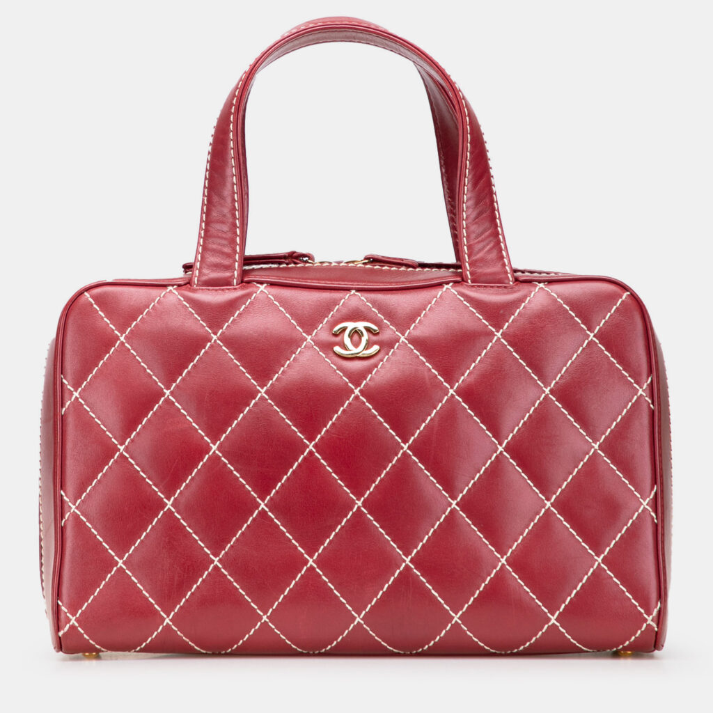 Chanel Red CC Lambskin Wild Stitch Handbag Chanel Red CC Lambskin Wild Stitch Handbag