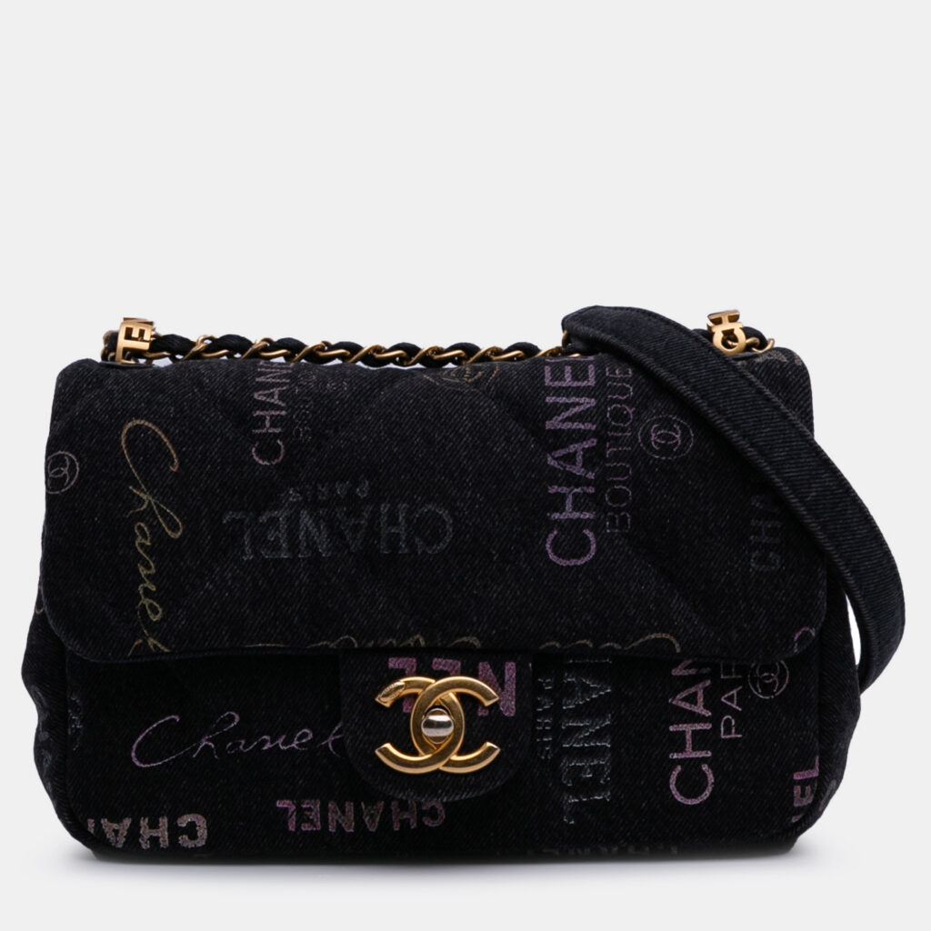 Chanel Grey Mini Rectangular Quilted Denim Mood Flap Chanel Grey Mini Rectangular Quilted Denim Mood Flap