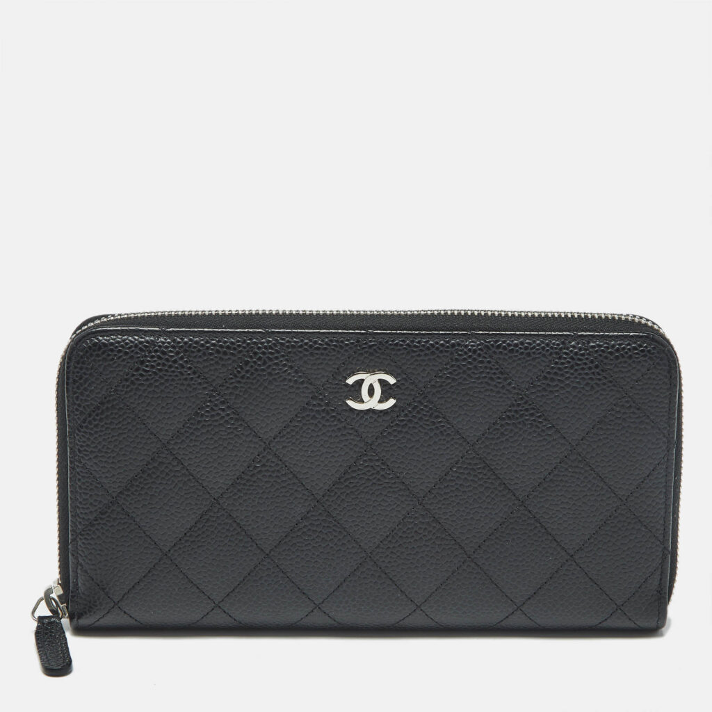 Chanel Black Quilted Caviar Leather CC Zip Around Wallet Chanel Black Quilted Caviar Leather CC Zip Around Wallet