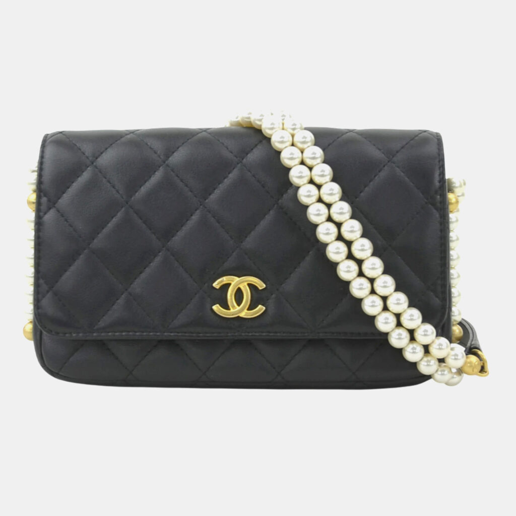 Chanel Classic Black Faux Pearl Wallet on Chain Chanel Classic Black Faux Pearl Wallet on Chain