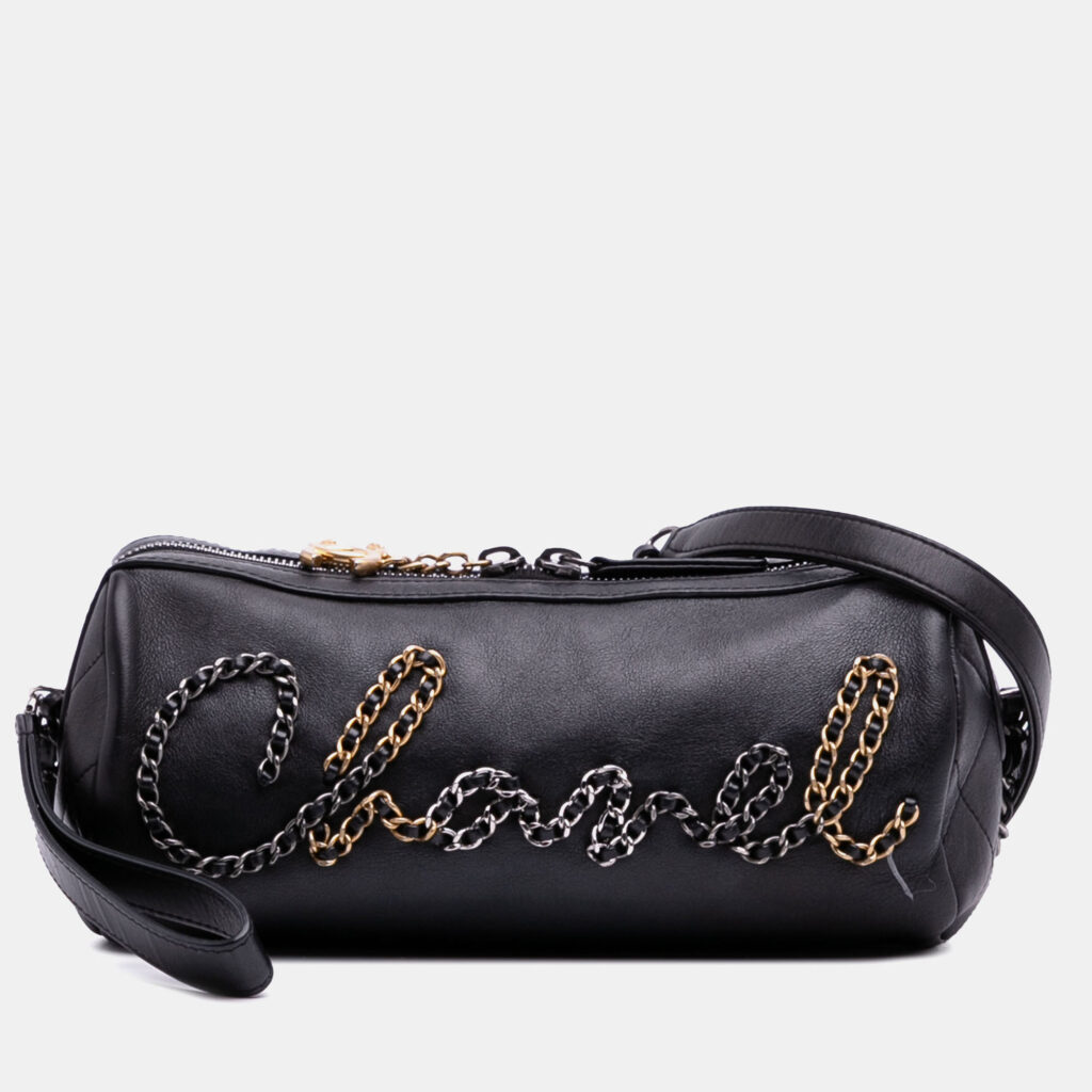 Chanel Black Calfskin Signature Chain 20s Bowling Bag Chanel Black Calfskin Signature Chain 20s Bowling Bag