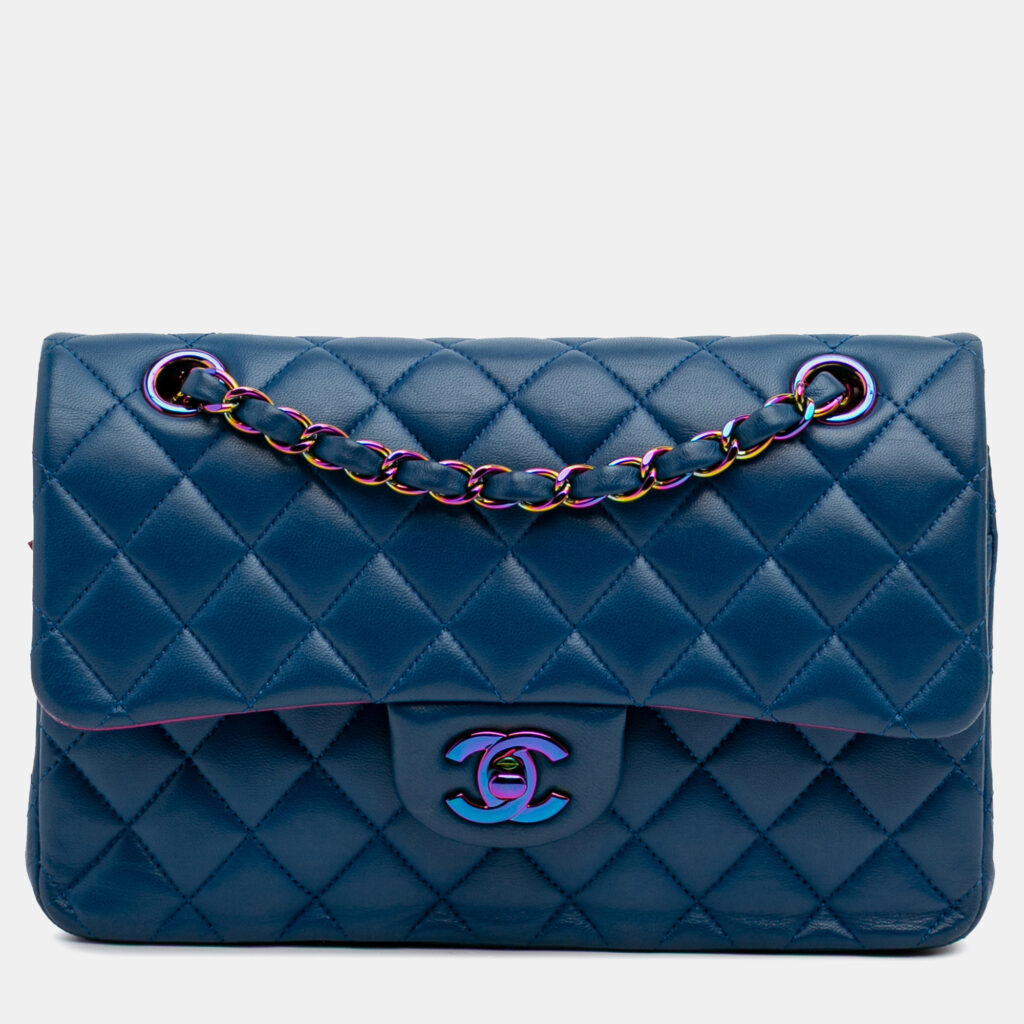 Chanel Blue Small Classic Lambskin Rainbow Double Flap Chanel Blue Small Classic Lambskin Rainbow Double Flap