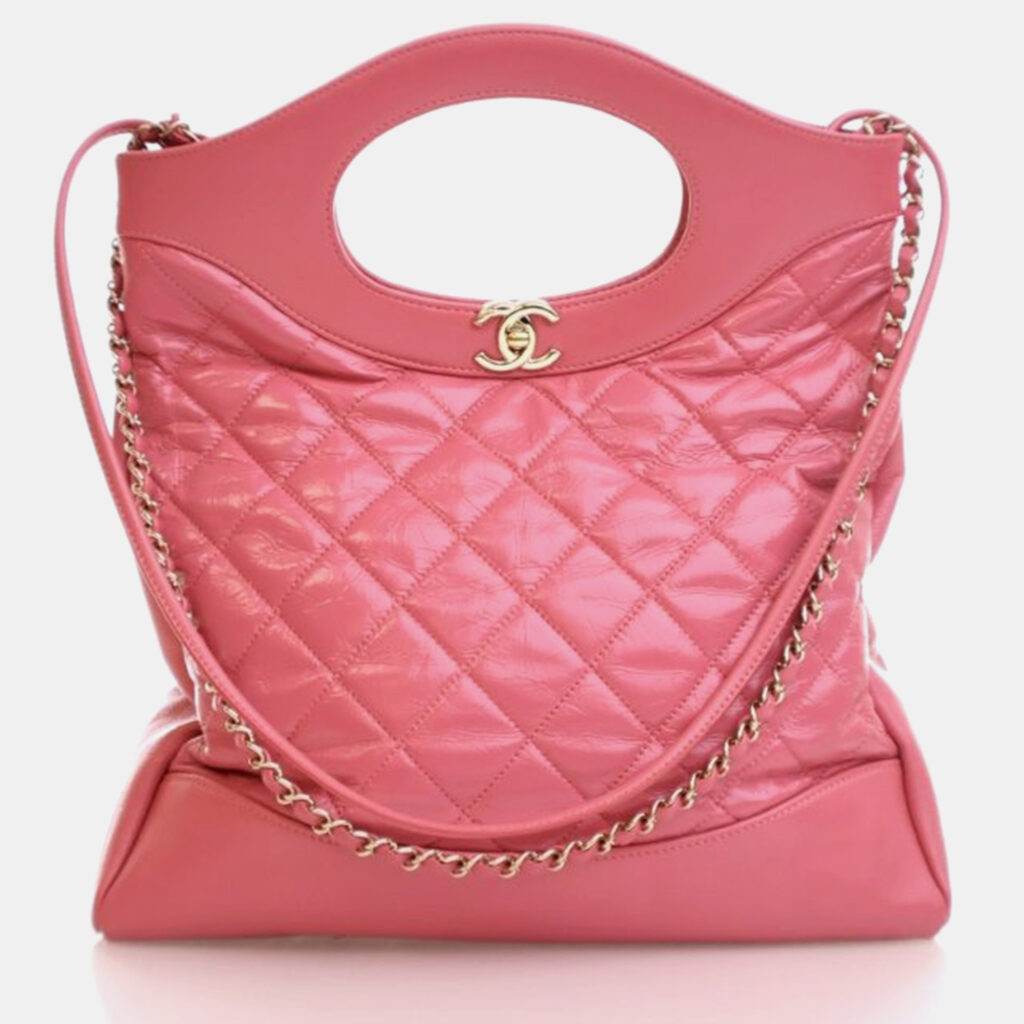Chanel 31 Shopping Small Pink Aged Calfskin Shoulder Bag Chanel 31 Shopping Small Pink Aged Calfskin Shoulder Bag