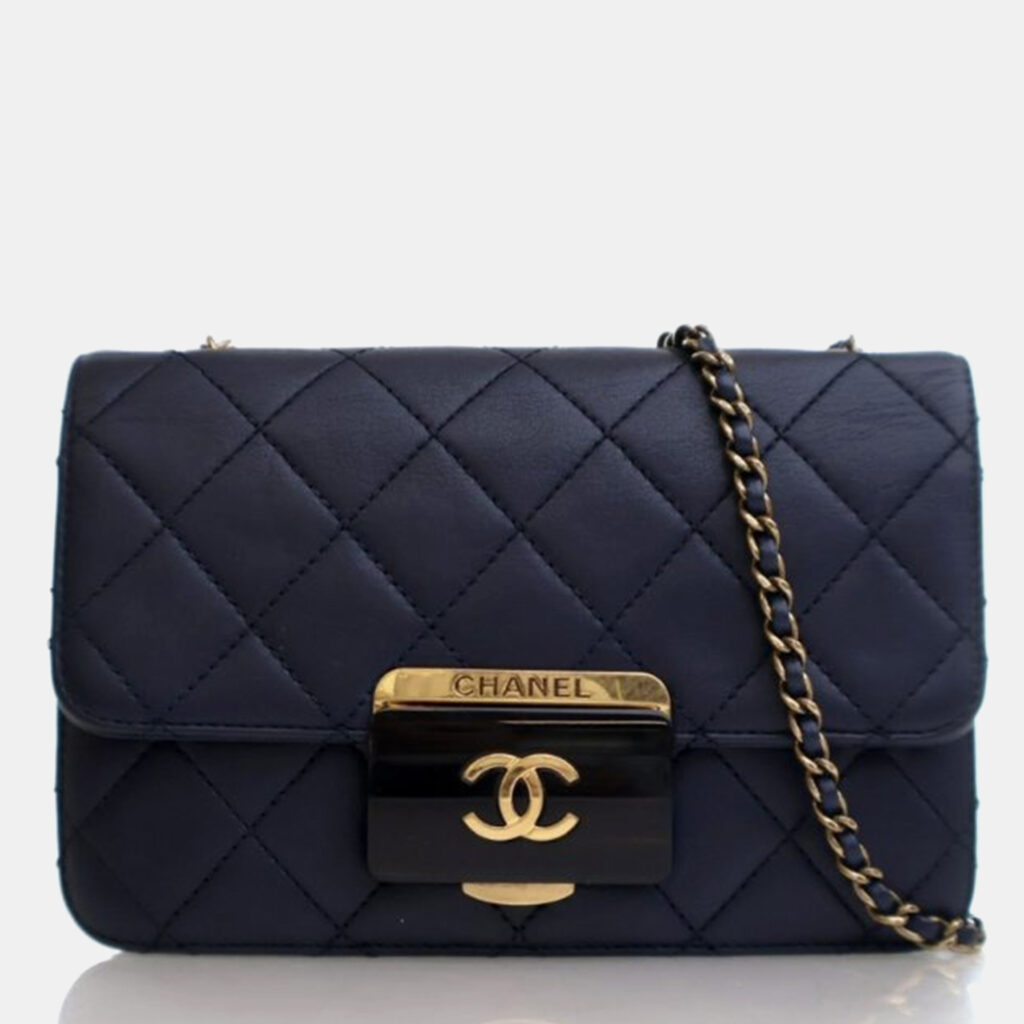 Chanel Beauty Lock Small Blue Calfskin Flap Bag Chanel Beauty Lock Small Blue Calfskin Flap Bag