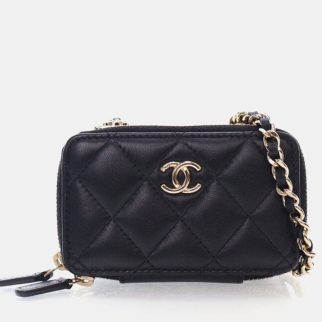 Chanel Trendy CC Mini Black Lambskin Cardholder Shoulder Bag Chanel Trendy CC Mini Black Lambskin Cardholder Shoulder Bag