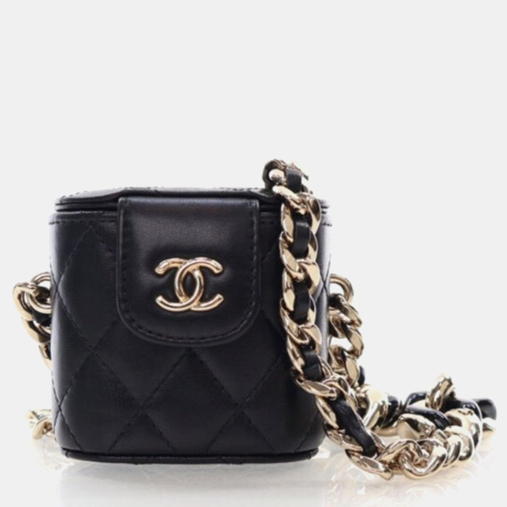 Chanel Vanity Case Mini Black Lambskin Chain Bag Chanel Vanity Case Mini Black Lambskin Chain Bag