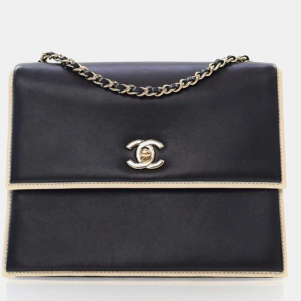 Chanel Square Frame Black Calfskin Shoulder Bag