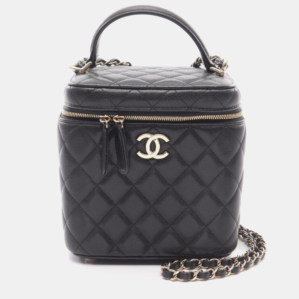 Chanel Black Calfskin Vanity Shoulder Bag