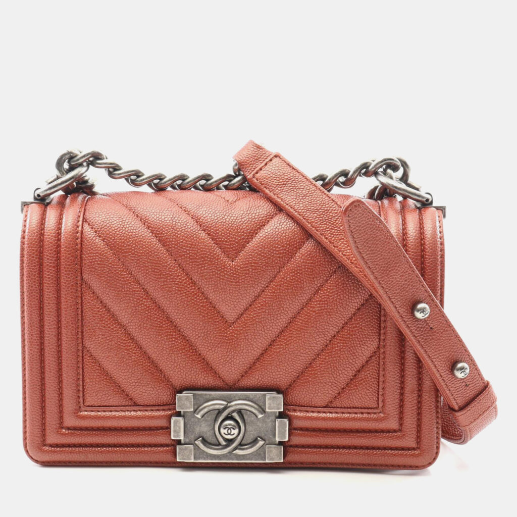 Chanel Boy Small Brown Chevron Calfskin Shoulder Bag