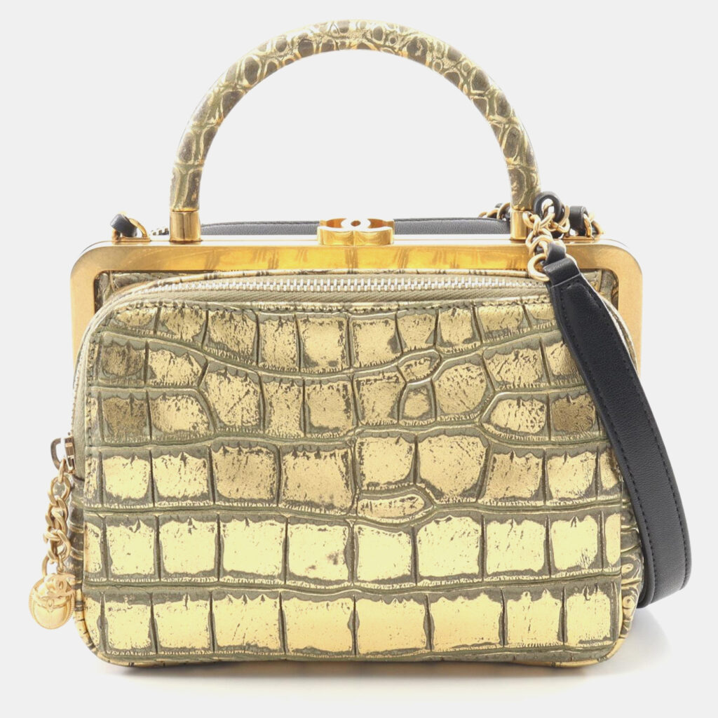 Chanel Black/Gold Leather Shoulder Bag