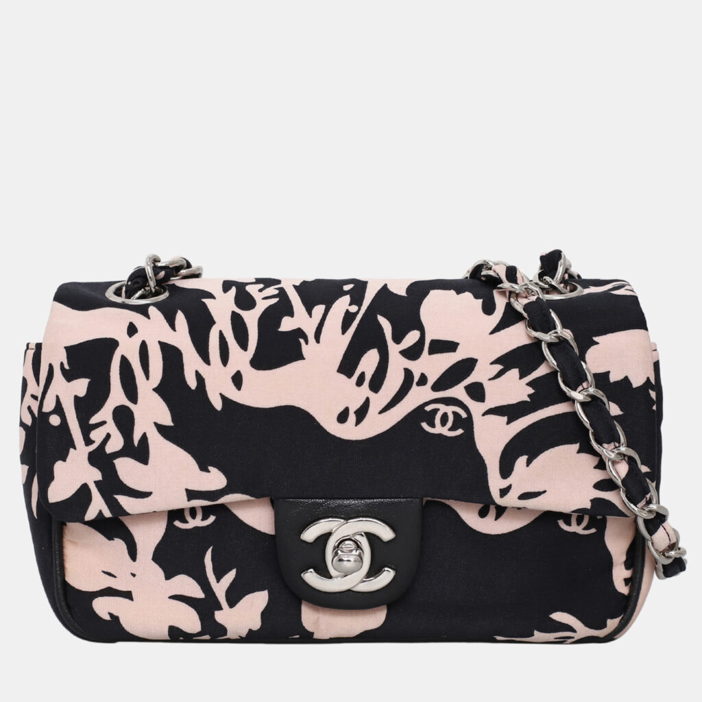 Chanel Printed Satin Mini Flap Shoulder Bag with Mirror Chanel Printed Satin Mini Flap Shoulder Bag with Mirror