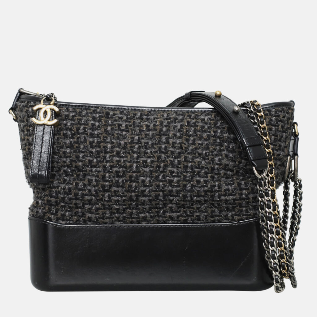 Chanel Tweed Calfskin Medium Gabrielle Hobo Bag